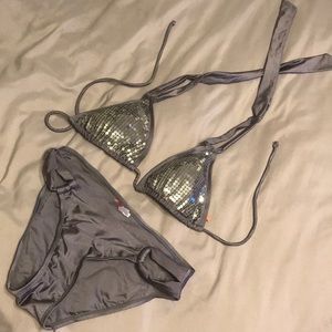 Gray sequin bikini. New without tags!